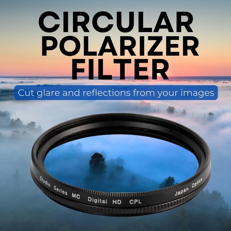 SSE 58mm Multi-Coated 3 Piece Filter Kit (UV-CPL-FLD) for DSLR Canon EOS Rebel 70D 77D 80D 90D T8i T7 T7i T6i T6s T6 T5i T5 T4i T3i T100 SL1 SL2 SL3 & More - Image 4
